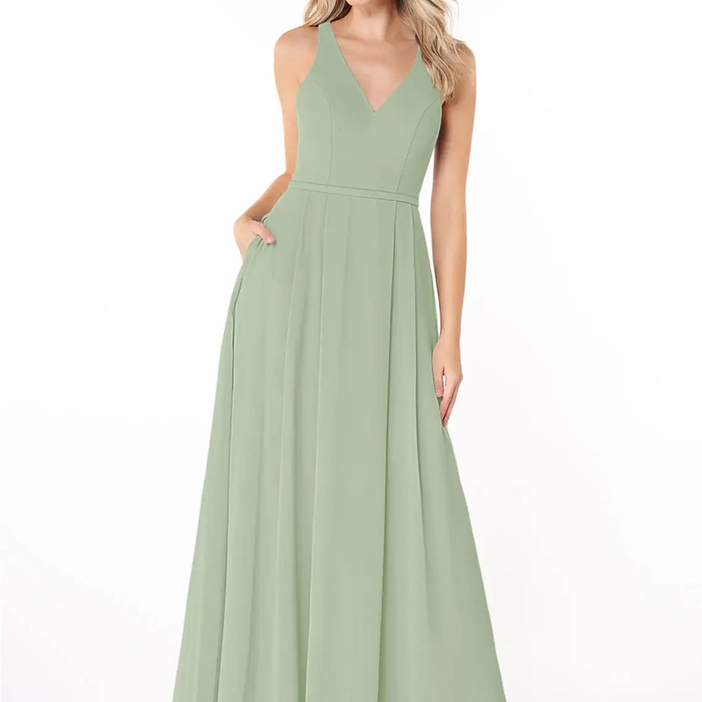 Azazie Mimi Dress in Dusty Sage